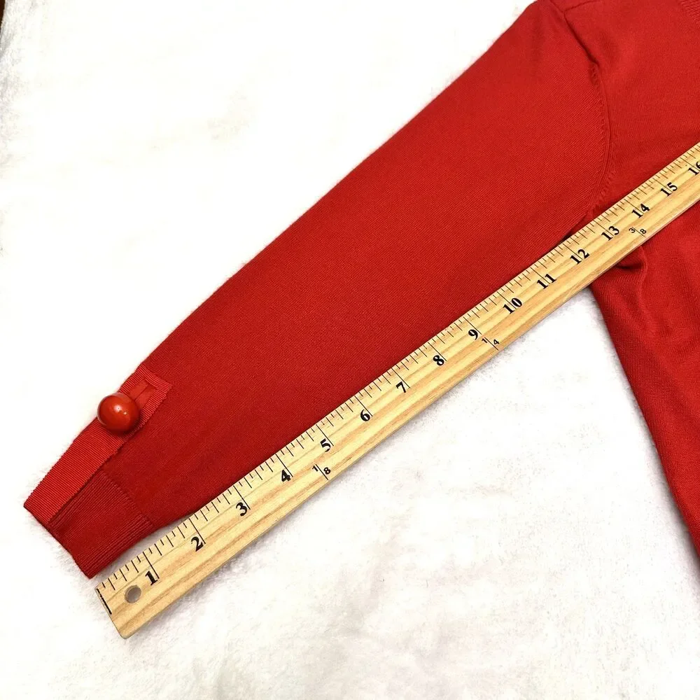 Etcetera Women's Red Crewneck Dome Buttons Cardigan Sweater Sz XS